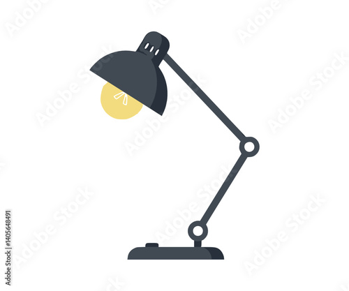 Desk lamp icon designed in a flat style. Spotlight vector image on a clean background. Light bulb representation for business themes.
