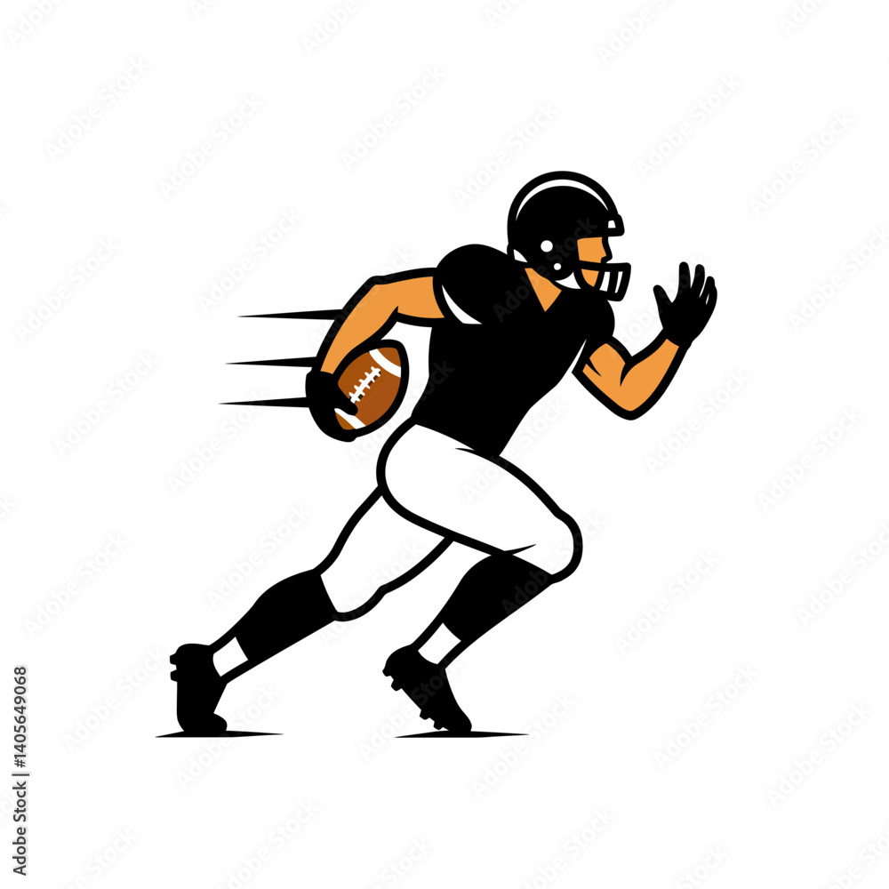 American Football Player Running with Ball American Football Player Running with Ball