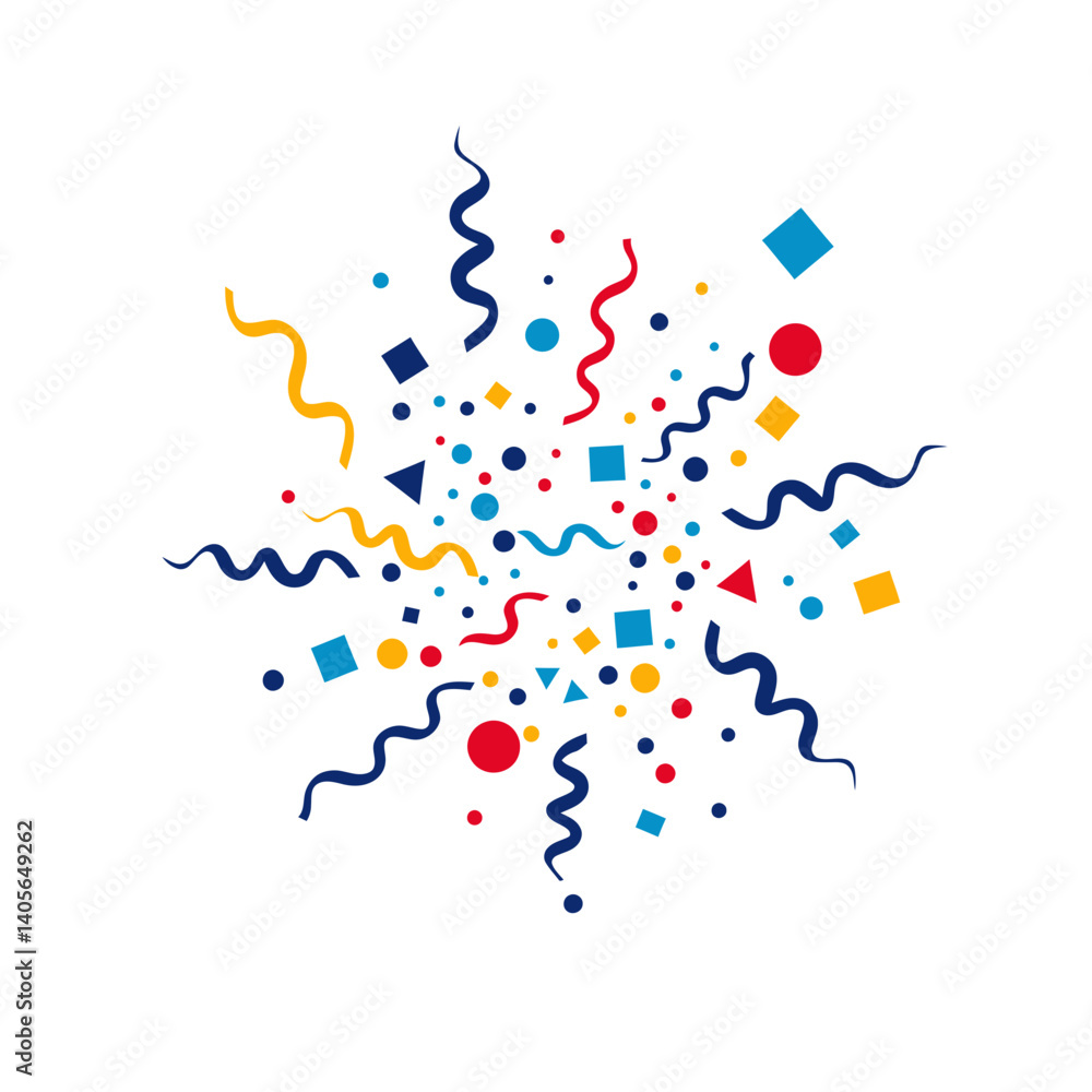 Fototapeta premium Celebration Confetti Burst: A vibrant burst of colorful confetti, representing joyous celebration, special occasions, and festive moments.