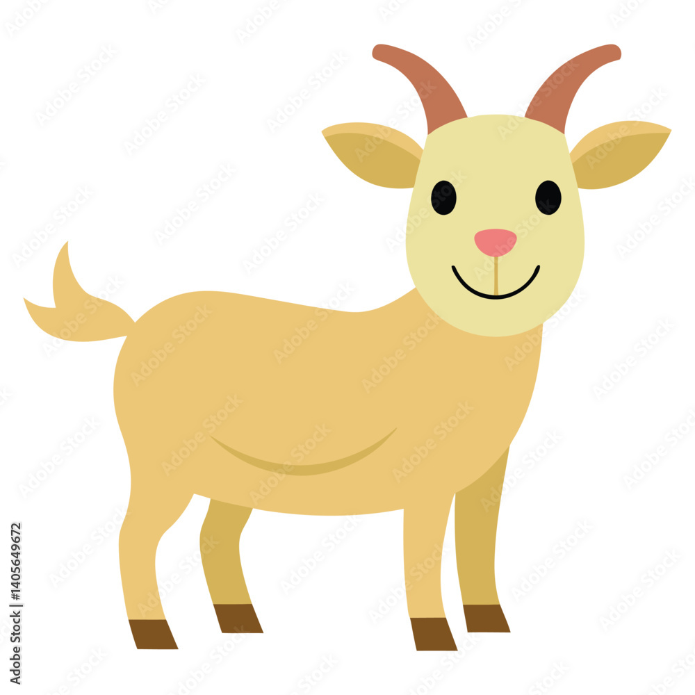 Cheerful Goat Vector Icon Illustration Cheerful Goat Vector Icon Illustration
