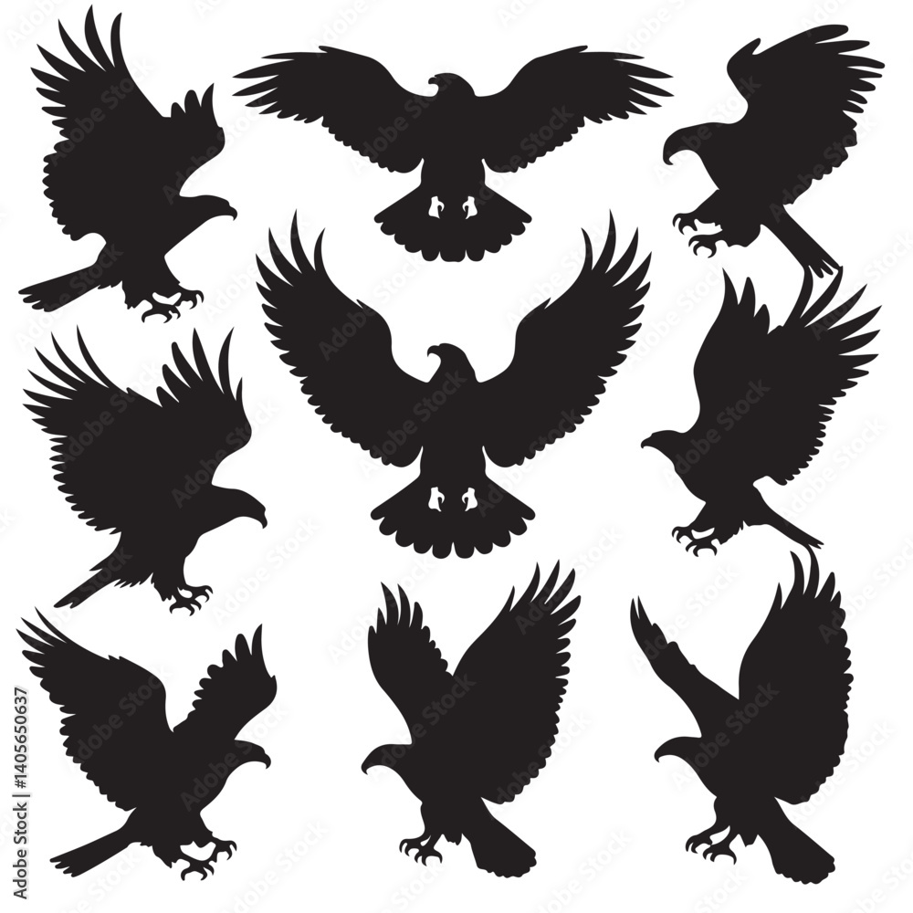 Obraz premium set of eagle black vector silhouettes