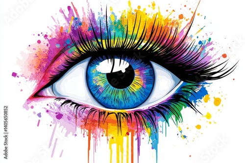 Colorful eye art with vibrant splashes