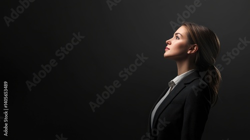 Obraz na płótnie Business woman wearing suit standing in the office with copyspace for stock photo w salonie