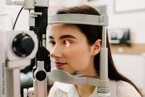 Quadro em tela Ophthalmology procedure with slit lamp for eye and cornea checkup