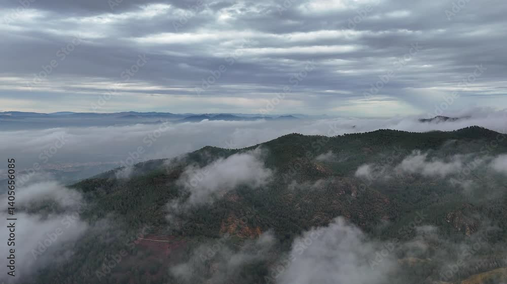 360-degree aerial view of the El Valle and Carrascoy Natural Park in Murcia, Spain, with the Huerta de Murcia in the background.