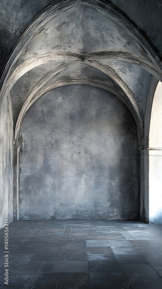 Obraz premium Architectural arch interior abandoned space minimalist design serene environment wide angle view timeless concept for modern aesthetics