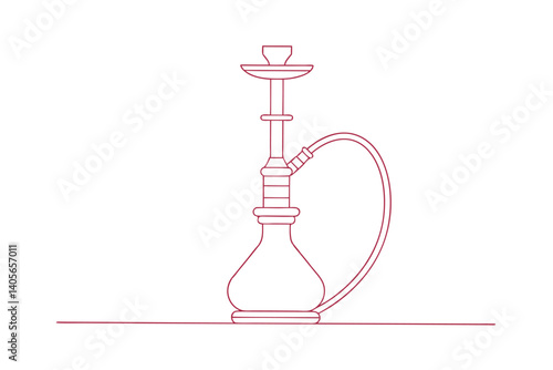 Burgundy Outline Hookah Vector Illustration For Design And Creative Projects