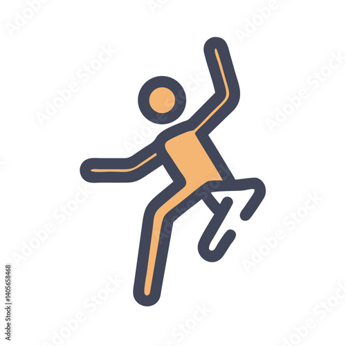 A joyful figure leaping with unrestrained energy and playful abandon, showcasing a vibrant, minimalist design with bold outlines and warm color tones.