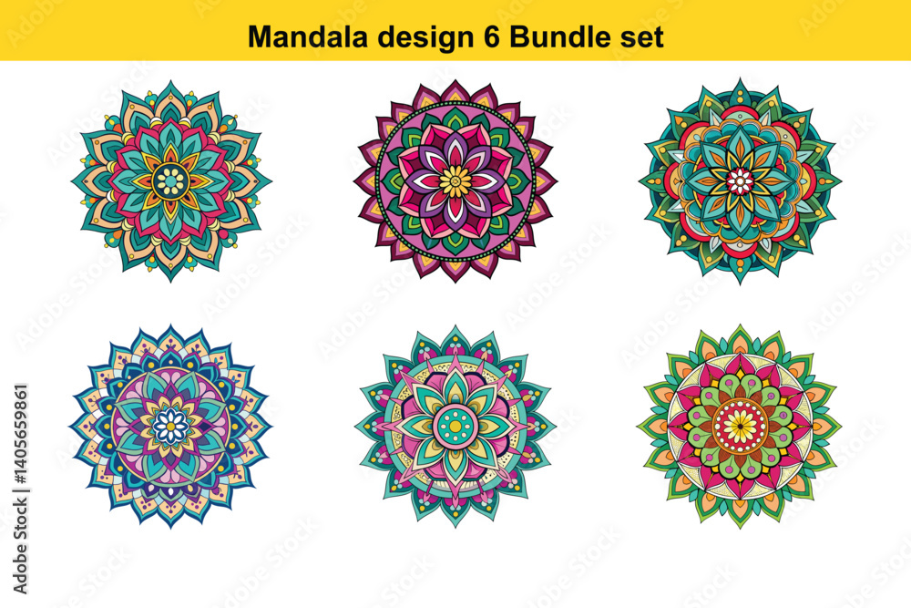 Vibrant Mandala Design Bundle Set of 6 Vibrant Mandala Design Bundle Set of 6