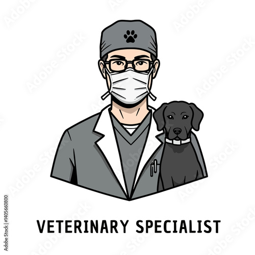 Veterinary Specialist and Loyal Companion: An artistic portrayal of a veterinary specialist, showcasing compassion and dedication, cradling a sleek, loyal dog in a heart-warming illustration.