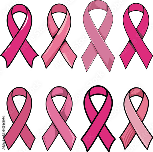 Collection of Cancer Awareness Ribbon Vector Illustration