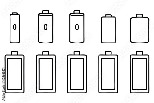 Battery line art hand drawn electricity power image