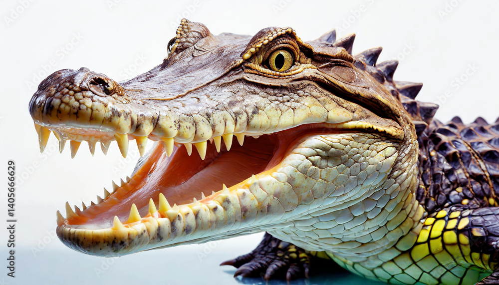 Crocodile is opening its mouth, on a studio backdrop. AI Crocodile is opening its mouth, on a studio backdrop. AI