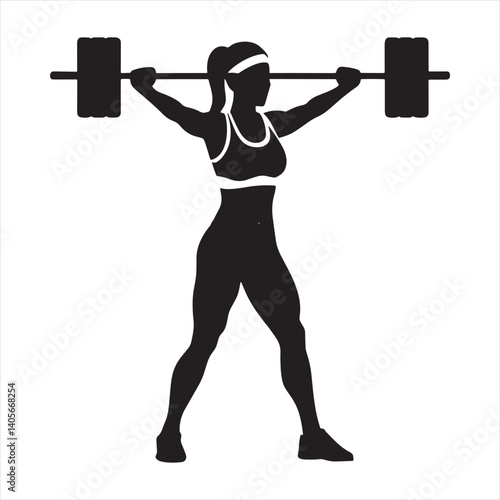 Woman with ponytail in gym outfit Gym and fitness silhouette design illustration Clean minimal design on white background
