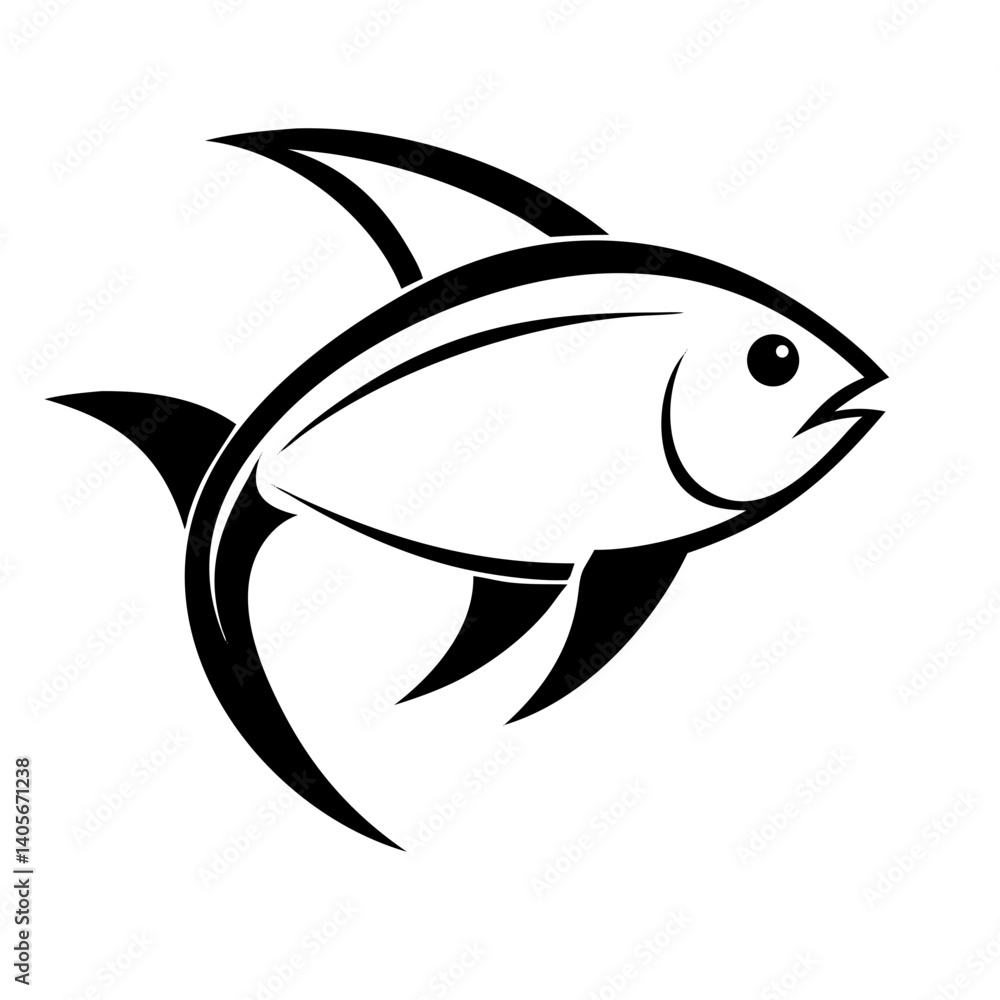 Obraz premium fish outline vector illustration