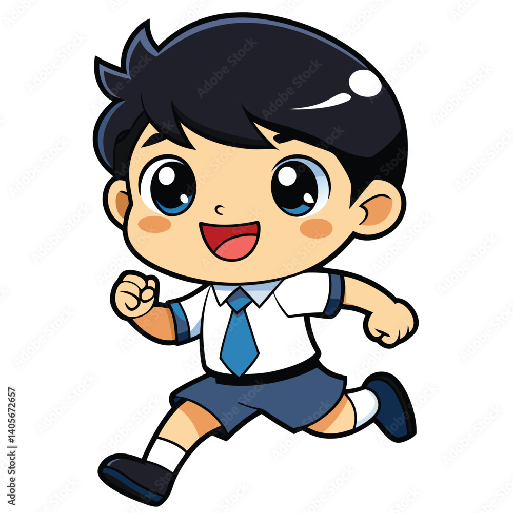 Happy schoolboy running Happy schoolboy running