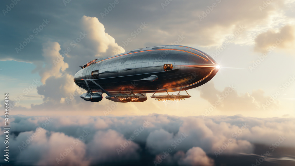 Airplane soaring through the clouds with a clear blue sky in the background, great for travel or aviation-related themes