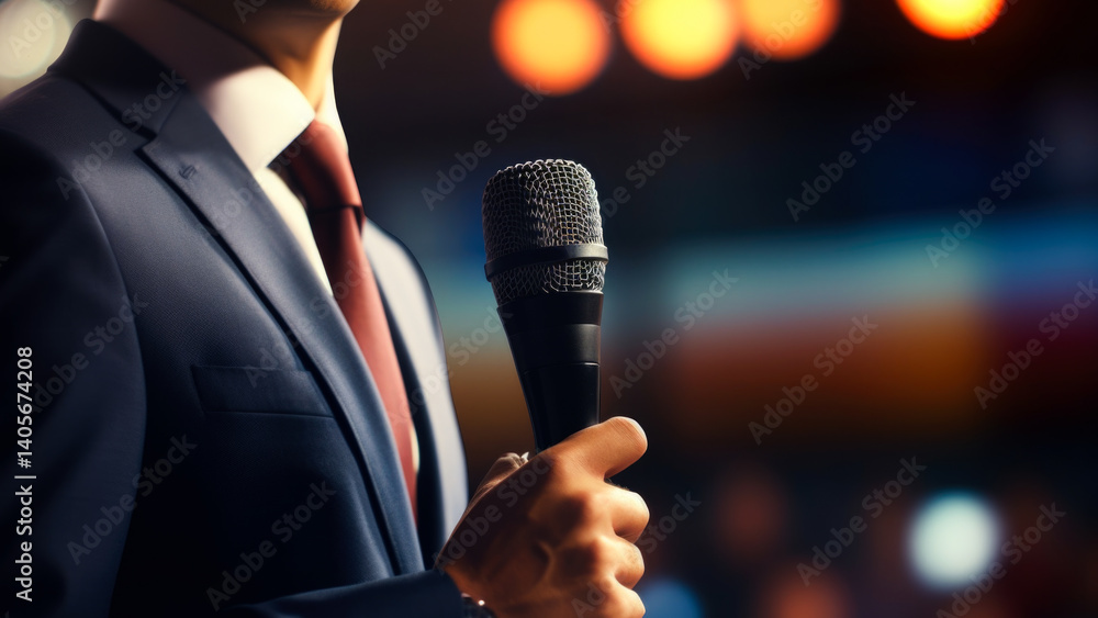 Businessman speaking at event or presentation