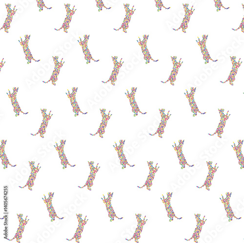 Seamless pattern _ cat 5 for wrapper design, packaging or printing on textiles, wallpaper. Colored background