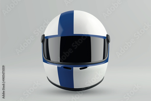 Obraz na płótnie Front view of racing helmet featuring Finland flag colors w salonie