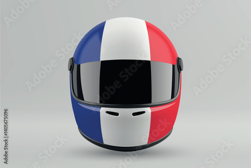 Obraz na płótnie Front view of racing helmet featuring France flag colors w salonie