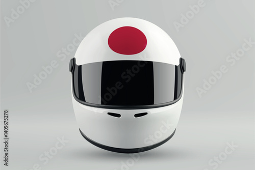 Obraz na płótnie Front view of racing helmet featuring Japan flag colors w salonie