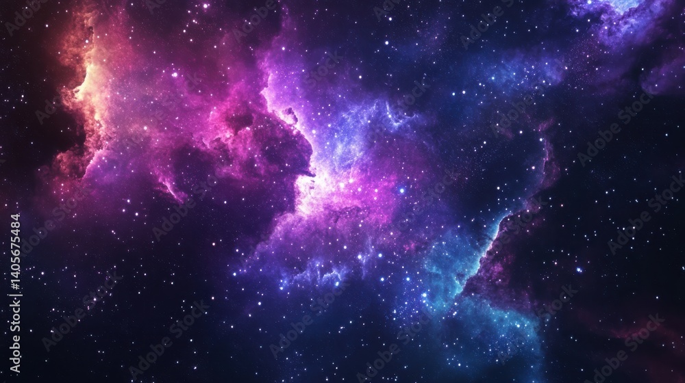 Obraz premium Space background with realistic nebula and shining stars. Magic colorful galaxy with stardust