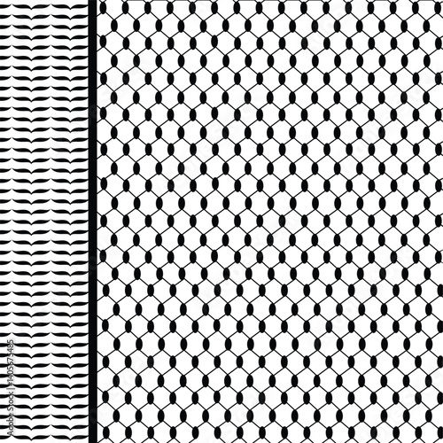 Black and whited pattern keffiyeh palestine scarf design