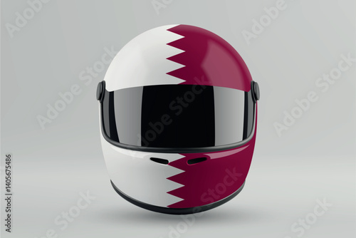 Obraz na płótnie Front view of racing helmet featuring Qatar flag colors w salonie