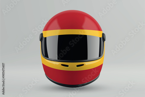 Obraz na płótnie Front view of racing helmet featuring Spain flag colors w salonie