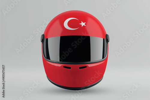 Obraz na płótnie Front view of racing helmet featuring Turkey flag colors w salonie