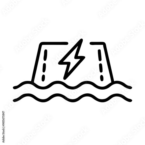 Hydropower icon with lightning bolt in water  