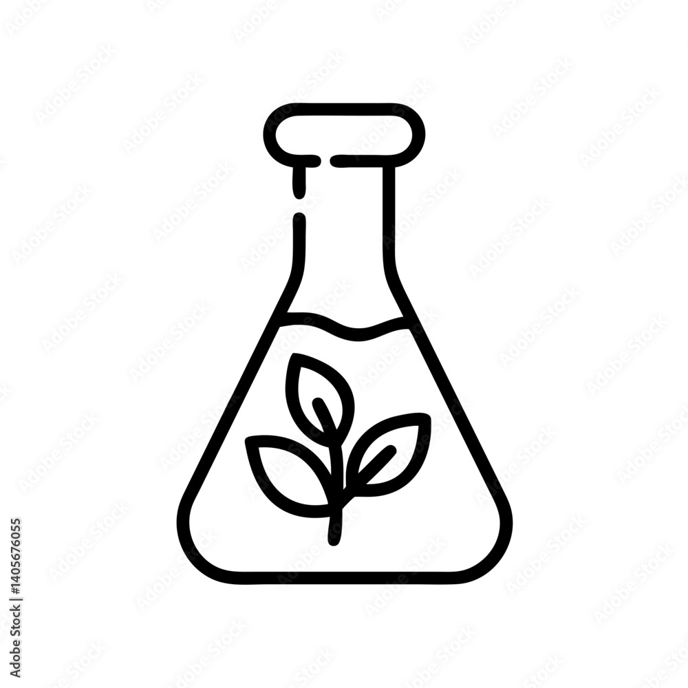 Green Chemistry Icon Featuring Plant in Laboratory Flask Green Chemistry Icon Featuring Plant in Laboratory Flask