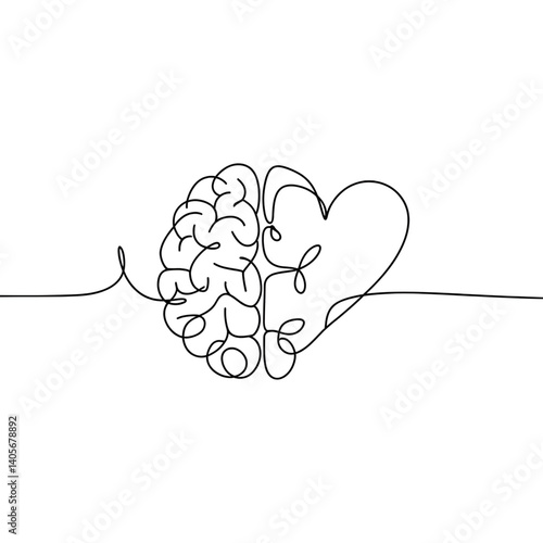 line art heart with brain coloring page 