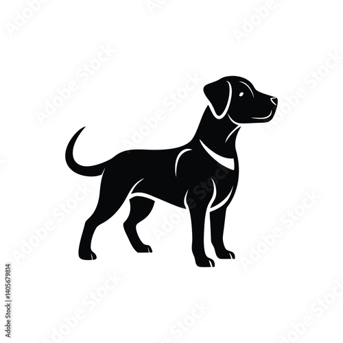 Vector Puppy Dog silhouette isolated on White Background