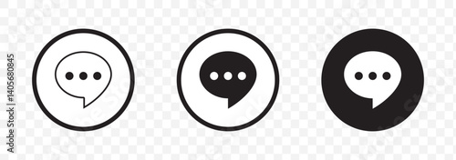 Chat Box with Black Lines Representing Message or Conversation Icon Design on Transparent Background. EPS 10.