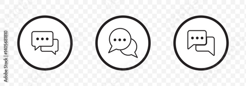 Black Chat Box with Lines Representing Message or Conversation Icon Design on Transparent Background. EPS 10.