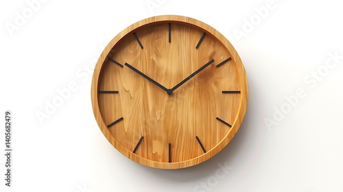 Wallpaper Mural Minimalistic wooden wall clock isolated on white Torontodigital.ca