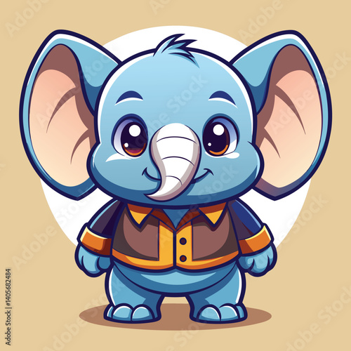 Cute blue elephant wearing a jacket