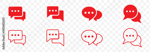 Red Chat Box with Lines Representing Message or Conversation Icon Design on Transparent Background. EPS 10.