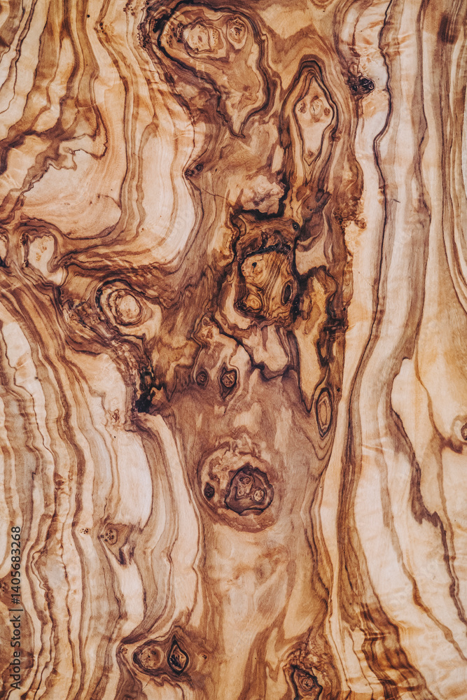 Close up sur une texture de bois avec des noeuds - Arrière plan design brun avec des courbes et formes abstraites