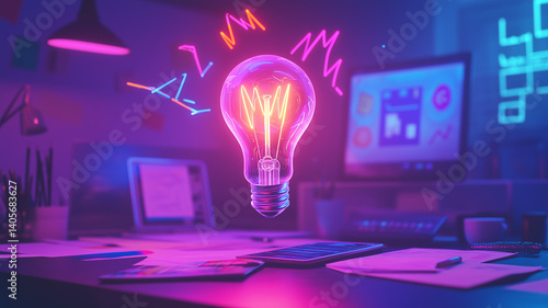 A conceptual illustration depicting a light bulb as a metaphor for innovation  and smart  idea, representing a brilliant marketing strategy, planning, and creative thinking 