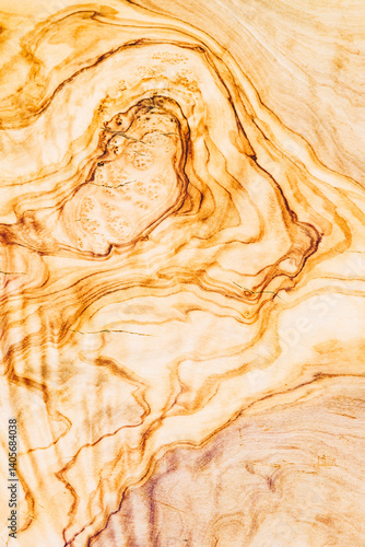 Close up sur une texture de bois avec des noeuds - Arrière plan design brun avec des courbes et formes abstraites