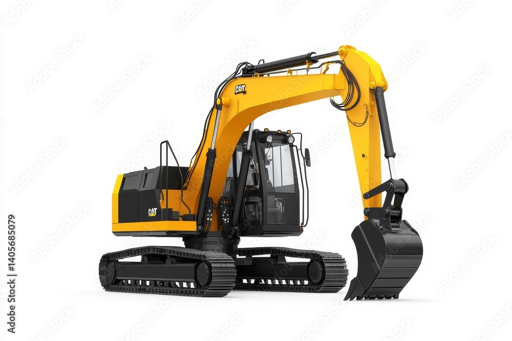Heavy-duty excavator. Powerful construction machine with articulated arm and bucket Heavy-duty excavator. Powerful construction machine with articulated arm and bucket