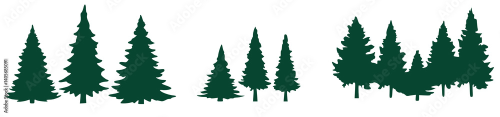 Pine tree shapes collection. A scenic forest and lovely natural environment Pine tree shapes collection. A scenic forest and lovely natural environment