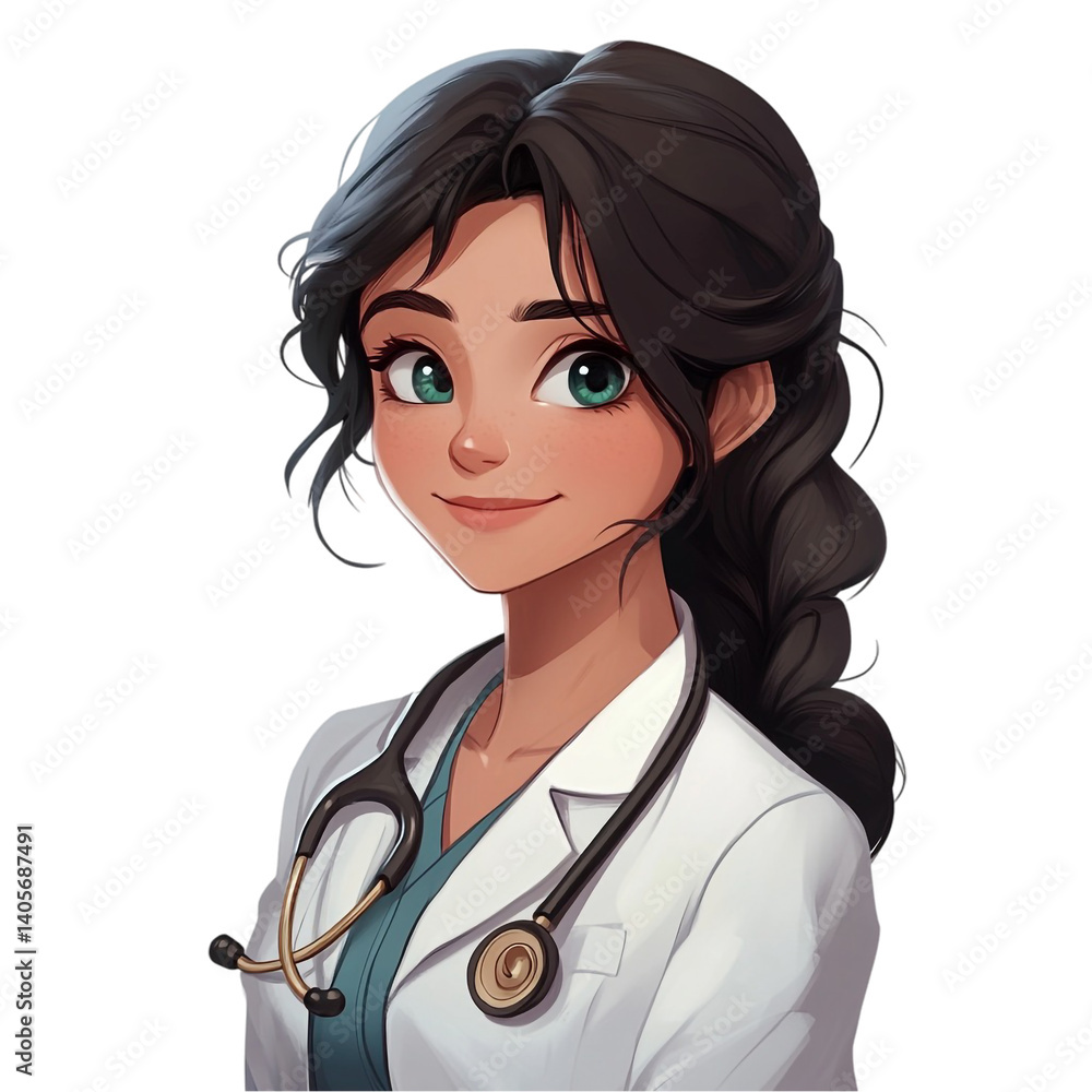 Charming female doctor a confident and friendly smile beautiful green eyes Charming female doctor a confident and friendly smile beautiful green eyes