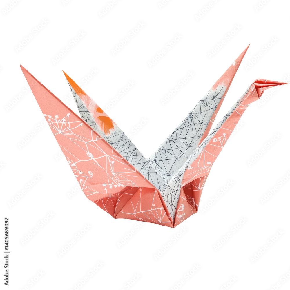 Graph Paper Crane on transparent background Graph Paper Crane on transparent background