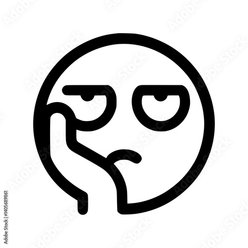 Outline icon of bored emoji expression in minimalist style  