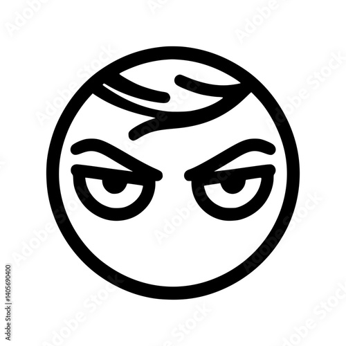 Outline emoji icon expressing annoyance 