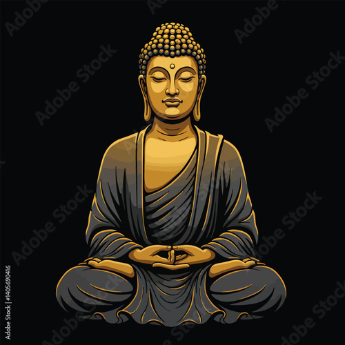  Lord Buddha Color Vector Illustration – Vesak Day Art for Happy Vesak Day & Buddha Purnima